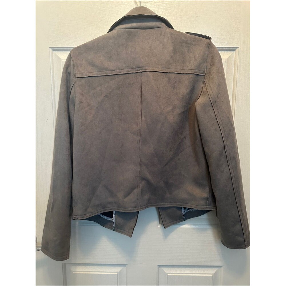 Philosophy Suede-Effect Moto Jacket in Gray Chic Trendy Size M - Picture 4 of 4